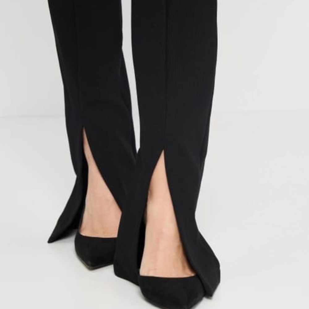 Zara Black High Rise Flared Split Hem Pants Sz. Medium - Picture 4 of 9